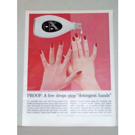 1957 Jergens Lotion Color Print Ad - A Few Drops Stop