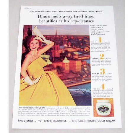 1960 Pond's Cold Cream Color Print Ad - Meg Westergren