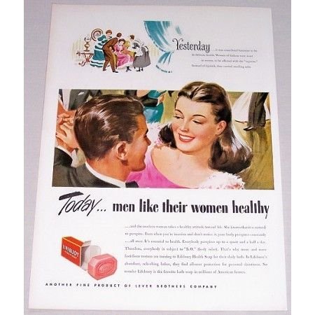 1947 Lifebuoy Health Soap Art Color Print Ad - Men Like Women Healthy