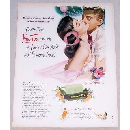 1949 Palmolive Soap Color Print Art Ad - Regardless Of Age