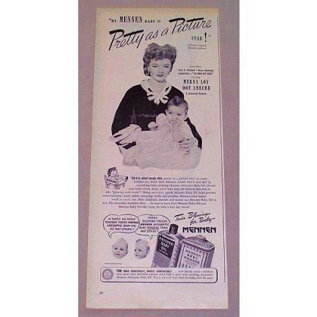 1946 Mennen Baby Oil Vintage Print Ad Celebrity Myrna Loy Don Ameche