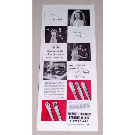 1942 Holmes & Edwards Sterling Silverplate Flatware Vintage Print Ad