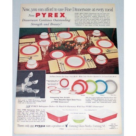 1954 Pyrex Fine Dinnerware Color Print Ad - Strength Beauty