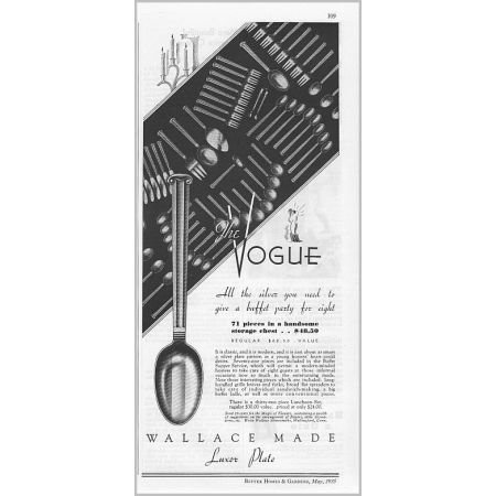 1935 Wallace Silversmiths Vogue Silverplate Flatware Vintage Print Ad