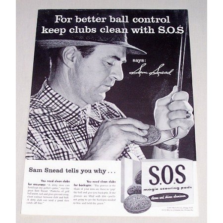 1956 SOS Scouring Pads Vintage Print Ad PGA Golf Celebrity Sam Snead