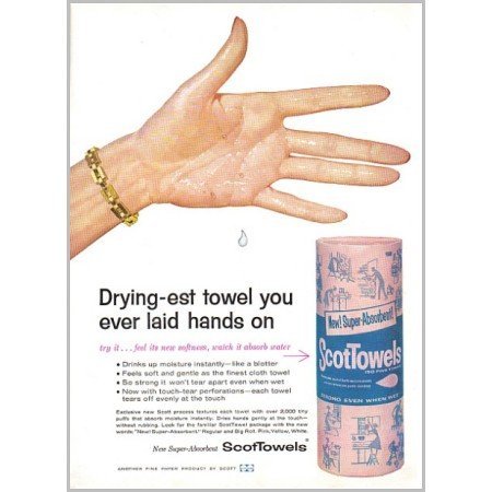 1959 ScotTowels Pink Towels Color Print Ad - Drying-est Towel