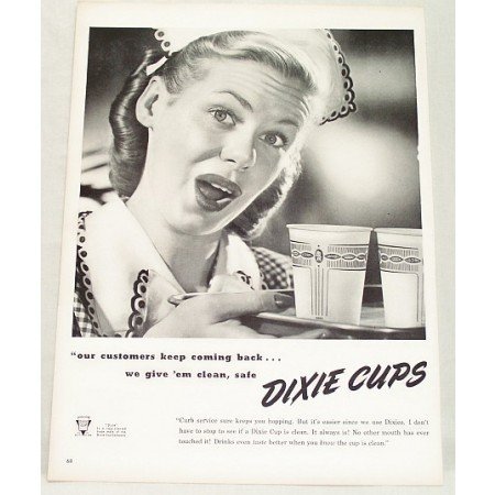 1948 Dixie Cups Vintage Print Ad Customers Keep Coming Back