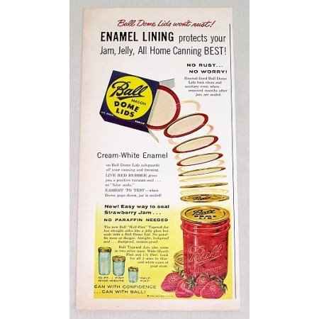1958 Ball Mason Dome Lids Color Print Ad