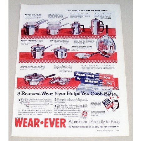 1953 Wear Ever Aluminum Foil Cookware Color Print Ad