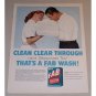 1957 Fab Detergent Color Print Ad Clean Clear Through