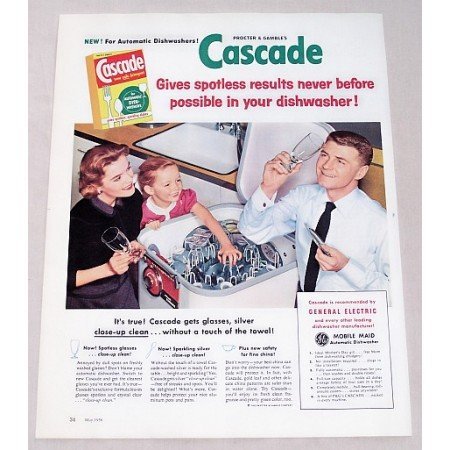 1956 Cascade Dishwashing Detergent Color Print Ad
