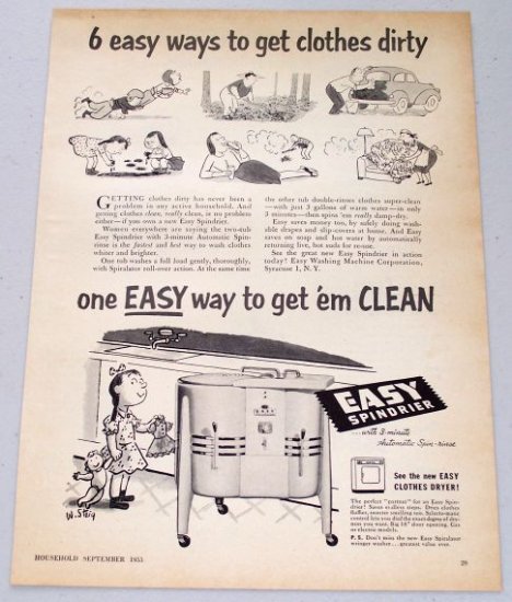 1953 EASY Spindrier Automatic Spin Rinse Dryer Vintage W. Steig Art Appliance Vintage Print Ad