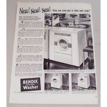 1948 Bendix Gyromatic Automatic Washer Vintage Print Ad