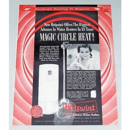 1948 Hotpoint Electric Water Heaters Color Print Ad Magic Circle