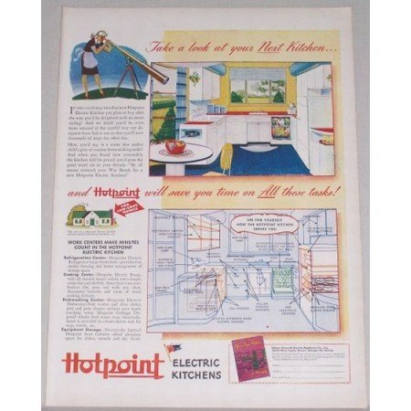 1944 Hotpoint Electric Kitchens Color Print Ad - Next Kitchen