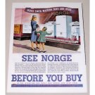 1945 Norge Major Home Appliances Window Shopping Art Color Print Ad - Waiting Day