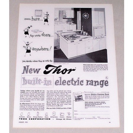 1953 Thor Built-In Electric Range Vintage Print Ad