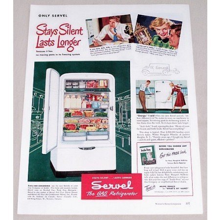 1949 Servel Gas Refrigerator Color Print Ad - Last Longer