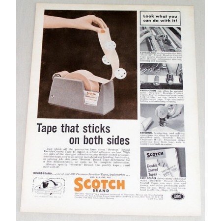 1957 Scotch Brand Double Stick Tape Color Print Ad