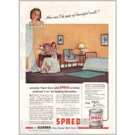 1945 Glidden Spred Washable Paint Color Print Ad