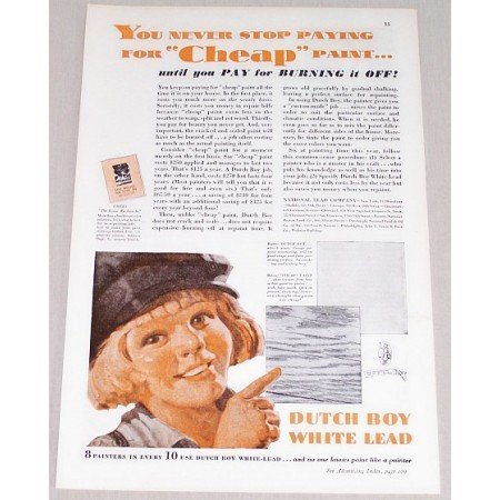 1932 Dutch Boy Paint Vintage Print Color Ad - You Never Stop Paying..