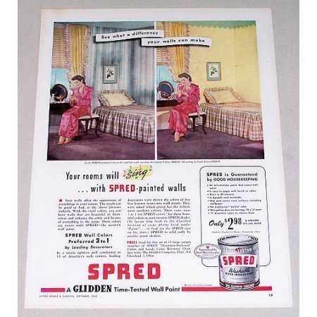1945 Glidden Spred Wall Paint Color Print Ad