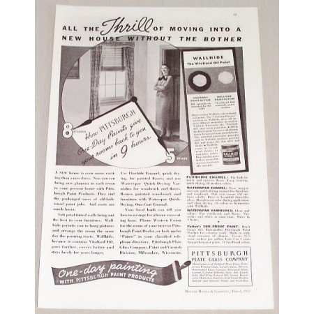 1935 Pittsburgh Paint Products Vintage Print Ad - Thrill Of Moving