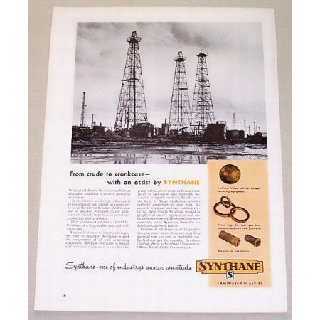 1953 Synthane Laminated Plastics Oil Rigs Vintage Print Ad