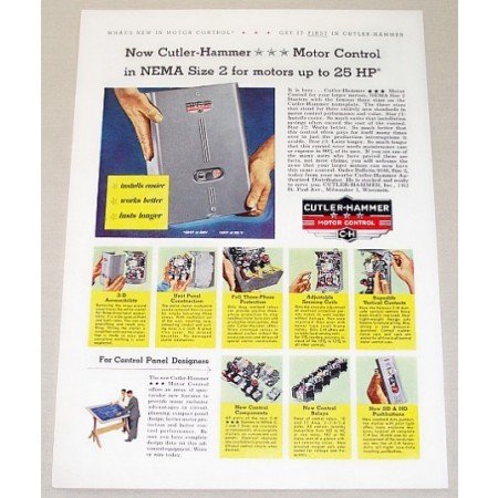 1955 Cutler Hammer Motor Control Nema 2 Color Print Ad