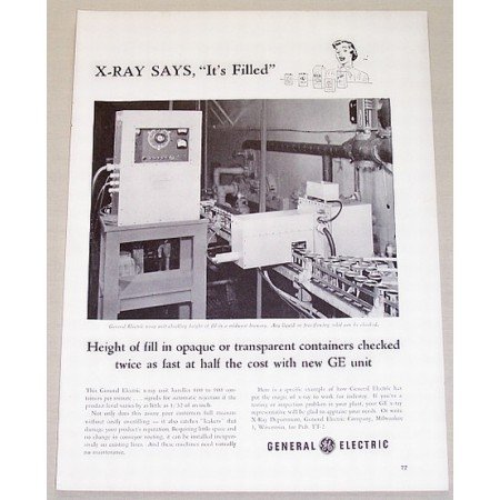 1953 General Electric Container X-Ray Unit Vintage Print Ad