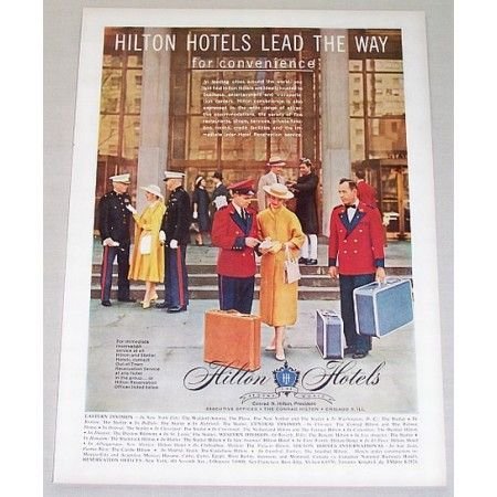 1956 Hilton Hotels Color Print Ad - Lead The Way