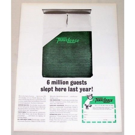 1965 TraveLodge Color Print Ad - 6 Million Guest Slept Here