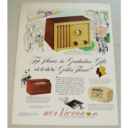 1948 RCA Victor 75X11 Golden Throat Radio Color Print Ad