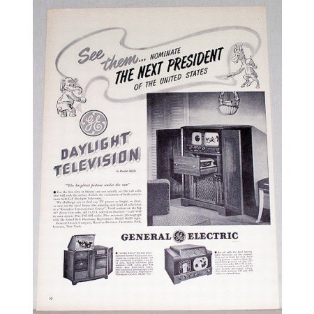 1948 GE Model 802D TV Radio Phonograph Vintage Print Ad