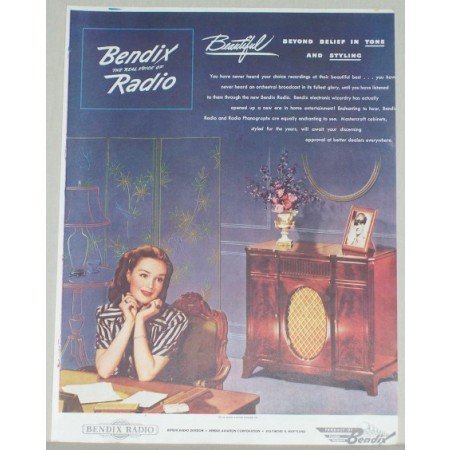 1945 Bendix Radio Color Print Ad - Beyond Belief In Tone