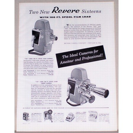 1957 Revere 101 and 103 Spool Load Cameras Vintage Print Ad