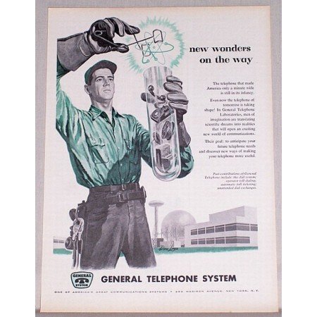 1957 General Telephone System Vintage Print Ad - Wonders On The Way