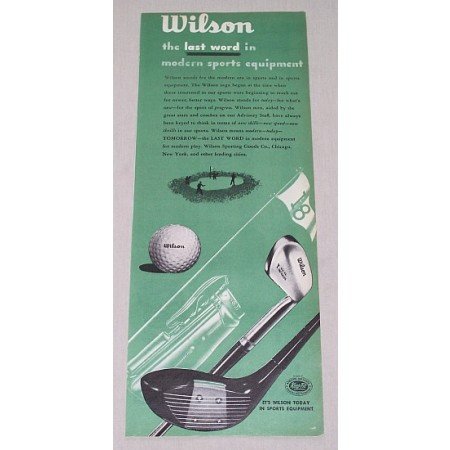 1946 Wilson Golf Equipment Color Print Ad - Balls Clubs Bags