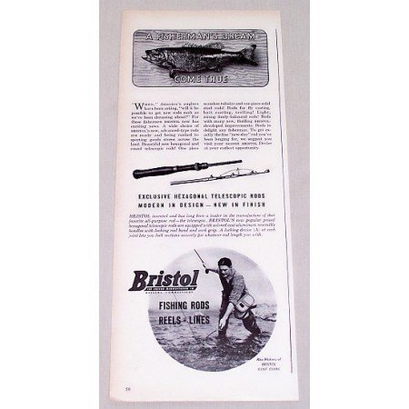 1946 Bristol Telescopic Fishing Rods Vintage Print Ad
