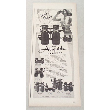 1947 Airguide Sport and Field Glasses Binoculars Vintage Print Ad