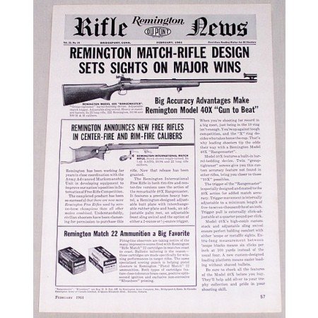 1961 Remington Rifle News Model 40X Rangemaster Vintage Print Ad