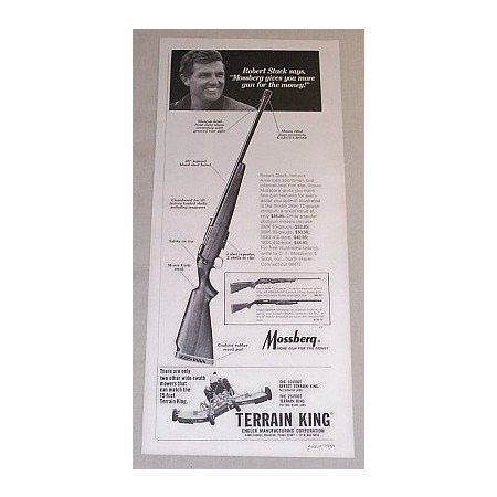 1969 Print Ad of Mossberg Model 395K 500AKR Shotgun 640K Rifle w Robert Stack 
