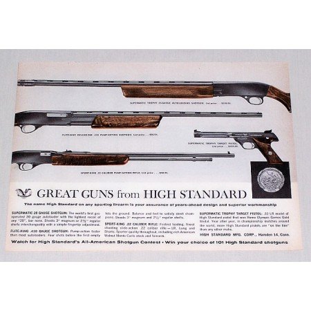1964 High Standard Rifle Shotgun Pistol Color Print Ad