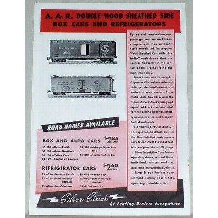 1950 Silver Streak Box Cars Toy Trains Color Print Ad