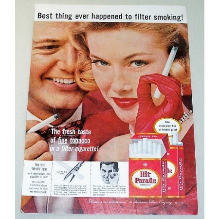 1957 Hit Parade Cigarettes Color Print Ad - Best Thing Ever