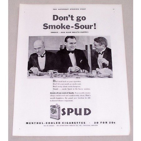 1932 Spud Cigarettes Tobacco Vintage Print Ad - Don't Go Smoke Sour
