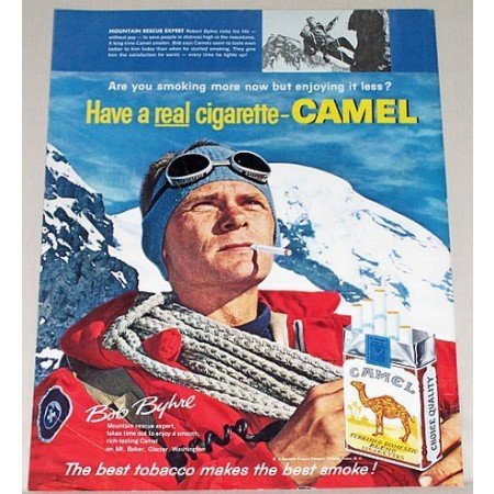 1961 Camel Cigarettes Color Print Ad - Mountain Rescue Expert