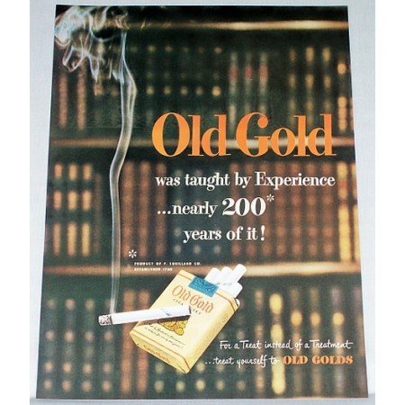 1948 Old Gold Cigarettes Color Print Ad - Taught By Experience