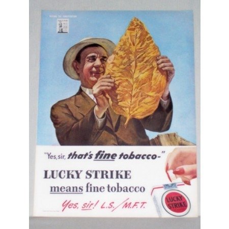 1944 Lucky Strike Cigarettes Color Tobacco Print Art Ad - Fine Tobacco