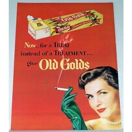 1948 Old Gold Cigarettes Color Tobacco Print Ad - Now For A Treat